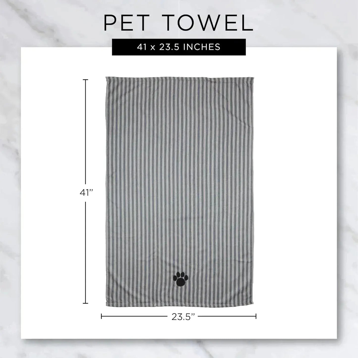 Pet Grooming Towel Collection Absorbent Microfiber X-Large, 41X23.5", Embroidered Taupe