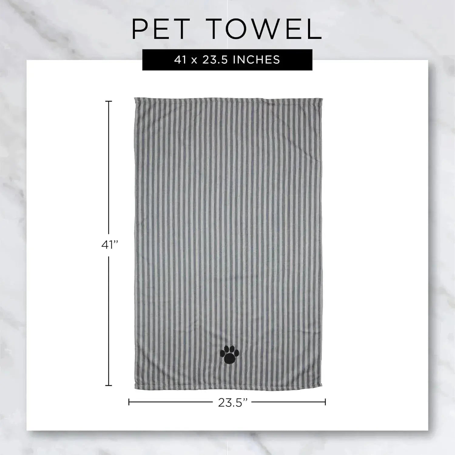 Pet Grooming Towel Collection Absorbent Microfiber X-Large, 41X23.5", Embroidered Taupe