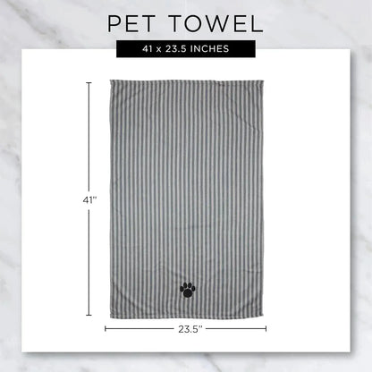 Pet Grooming Towel Collection Absorbent Microfiber X-Large, 41X23.5", Embroidered Taupe