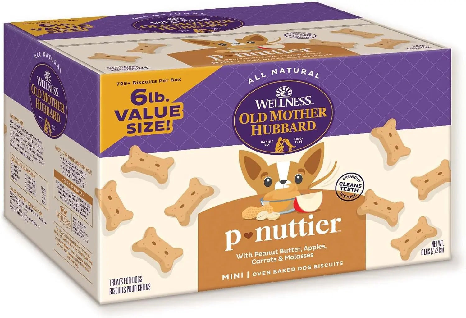Wellness P-Nuttier Dog Biscuits, Natural, Training Treats, Peanut Butter Flavor, Large Size, (6 Pound Box)