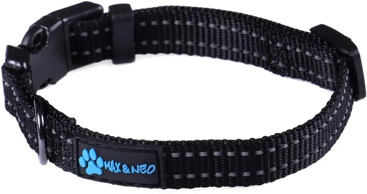 NEO Nylon Buckle Reflective Dog Collar - We Donate a Collar to a Dog Rescue for Every Collar Sold (Medium, Pink)