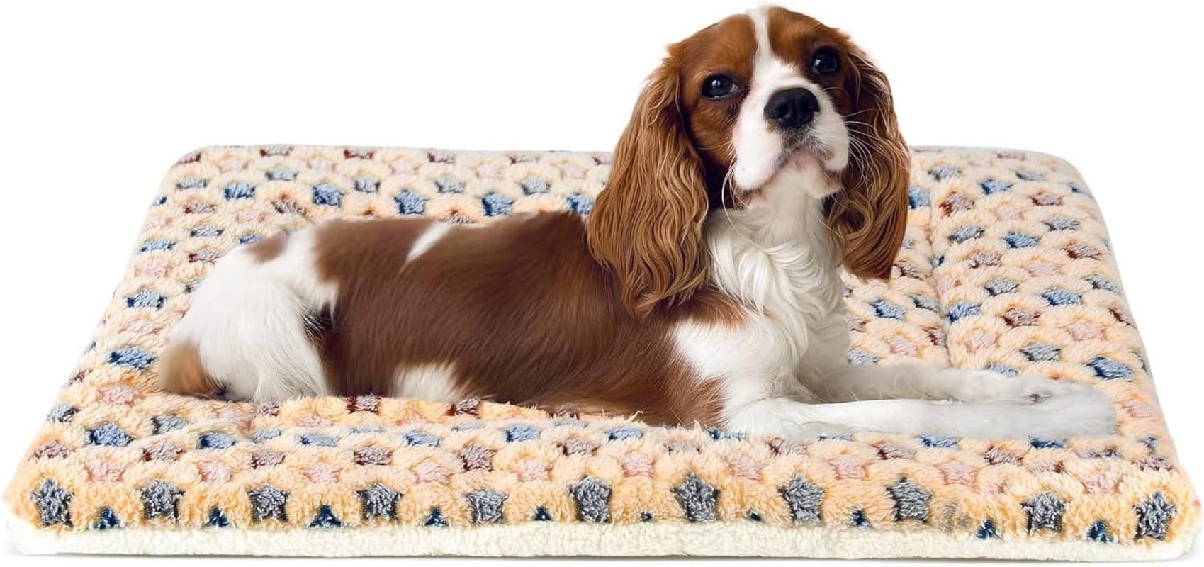 Dog Bed Crate Pad Ultra Soft Pet Bed with Cute Star Print Washable Crate Mat for Large Medium Small Dogs Reversible Fleece Dog Crate Kennel Mat Cat Bed Liner 23 X 18 Inch Dark Blue