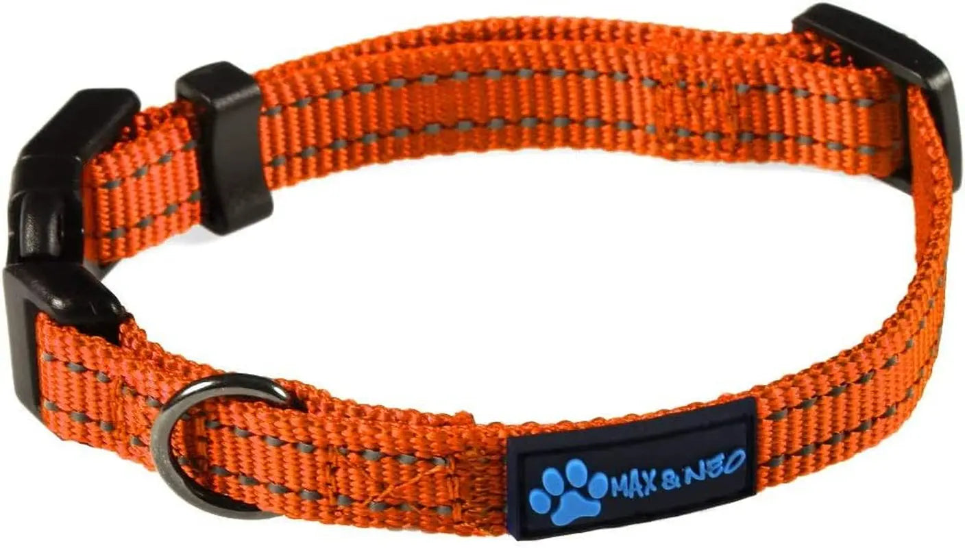 NEO Nylon Buckle Reflective Dog Collar - We Donate a Collar to a Dog Rescue for Every Collar Sold (Medium, Pink)