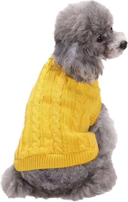 Small Dog Sweaters Knitted Pet Cat Warm Dog Sweatshirt Winter Clothes Kitten Puppy Sweater (Xx-Small, Green)