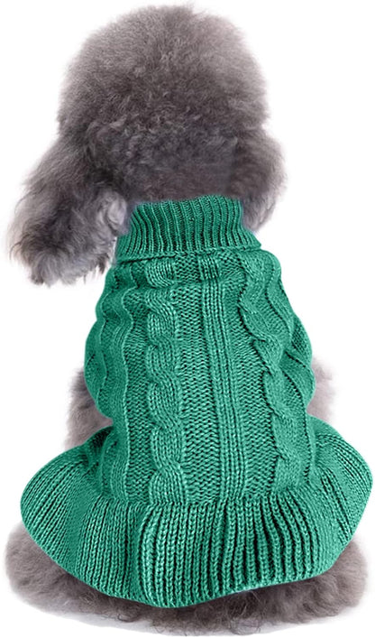 Small Dog Sweaters Knitted Pet Cat Warm Dog Sweatshirt Winter Clothes Kitten Puppy Sweater (Xx-Small, Green)