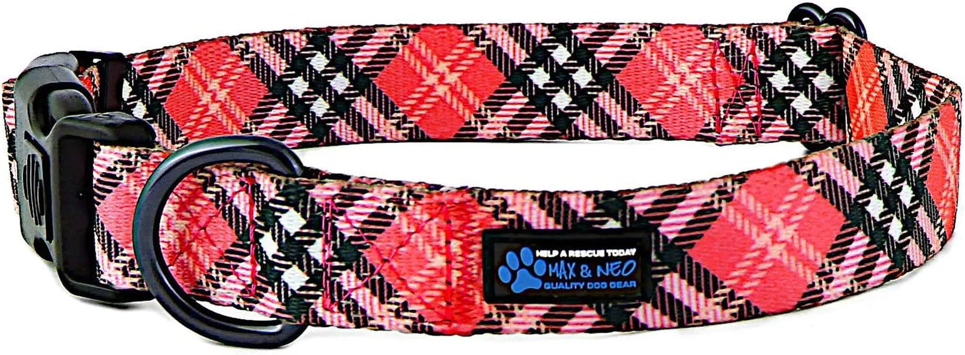 NEO Nylon Buckle Reflective Dog Collar - We Donate a Collar to a Dog Rescue for Every Collar Sold (Medium, Pink)