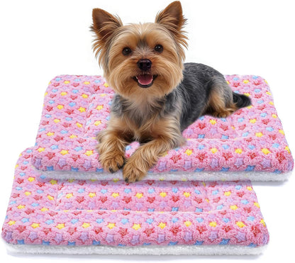 Dog Bed Crate Pad Ultra Soft Pet Bed with Cute Star Print Washable Crate Mat for Large Medium Small Dogs Reversible Fleece Dog Crate Kennel Mat Cat Bed Liner 23 X 18 Inch Dark Blue