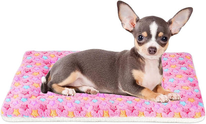 Dog Bed Crate Pad Ultra Soft Pet Bed with Cute Star Print Washable Crate Mat for Large Medium Small Dogs Reversible Fleece Dog Crate Kennel Mat Cat Bed Liner 23 X 18 Inch Dark Blue