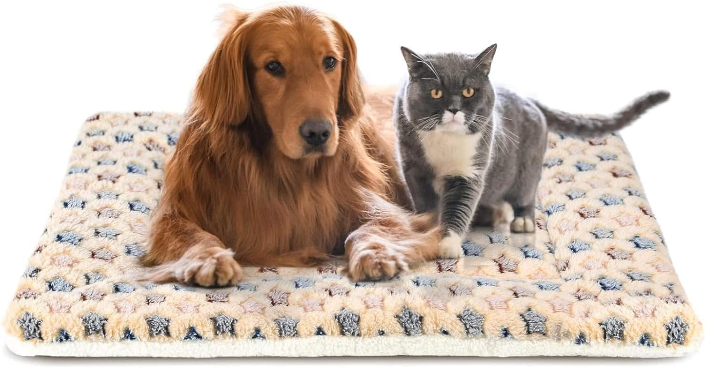 Dog Bed Crate Pad Ultra Soft Pet Bed with Cute Star Print Washable Crate Mat for Large Medium Small Dogs Reversible Fleece Dog Crate Kennel Mat Cat Bed Liner 23 X 18 Inch Dark Blue