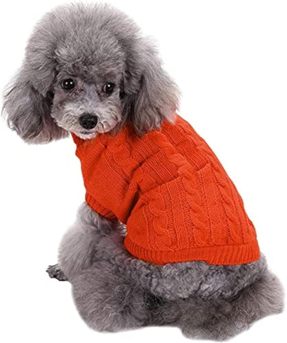 Small Dog Sweaters Knitted Pet Cat Warm Dog Sweatshirt Winter Clothes Kitten Puppy Sweater (Xx-Small, Green)