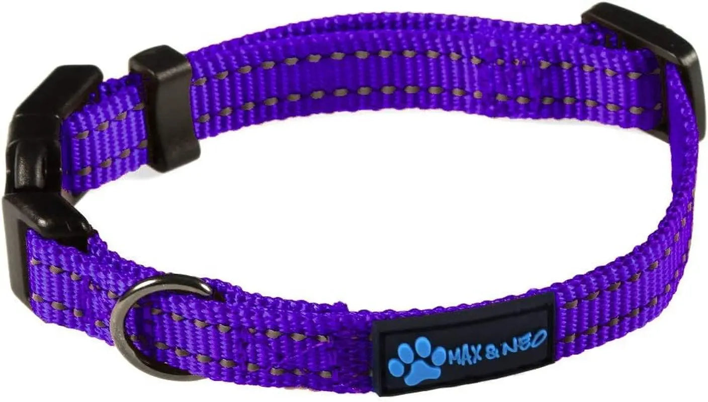 NEO Nylon Buckle Reflective Dog Collar - We Donate a Collar to a Dog Rescue for Every Collar Sold (Medium, Pink)