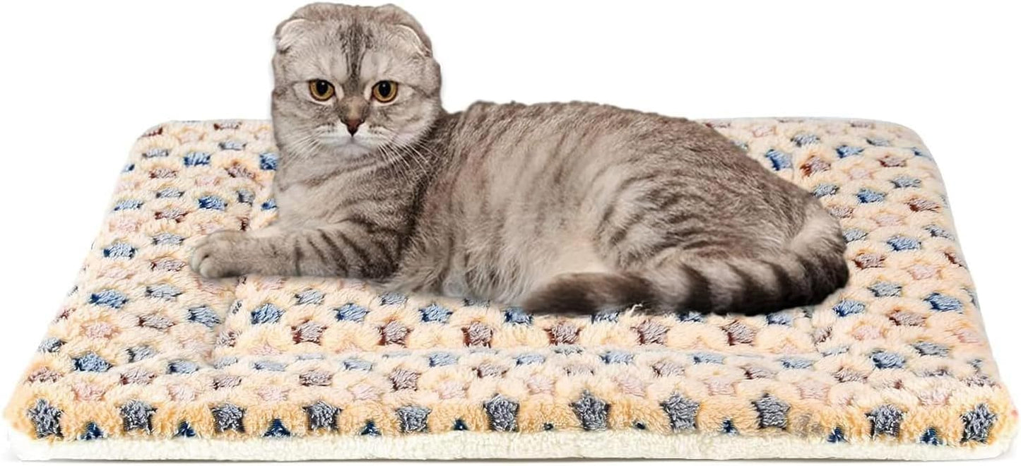 Dog Bed Crate Pad Ultra Soft Pet Bed with Cute Star Print Washable Crate Mat for Large Medium Small Dogs Reversible Fleece Dog Crate Kennel Mat Cat Bed Liner 23 X 18 Inch Dark Blue