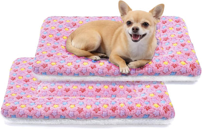 Dog Bed Crate Pad Ultra Soft Pet Bed with Cute Star Print Washable Crate Mat for Large Medium Small Dogs Reversible Fleece Dog Crate Kennel Mat Cat Bed Liner 23 X 18 Inch Dark Blue