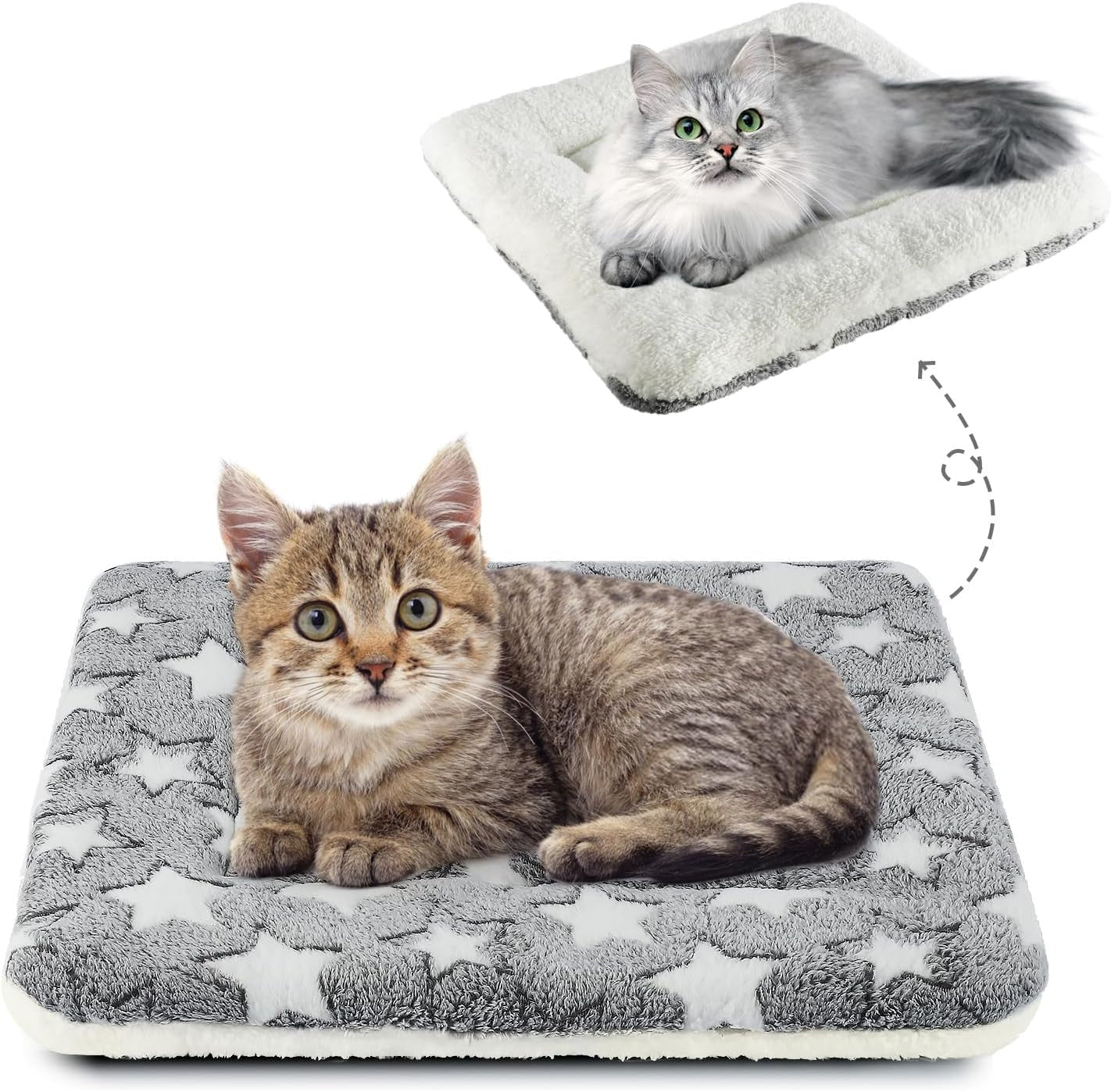 Dog Bed Crate Pad Ultra Soft Pet Bed with Cute Star Print Washable Crate Mat for Large Medium Small Dogs Reversible Fleece Dog Crate Kennel Mat Cat Bed Liner 23 X 18 Inch Dark Blue
