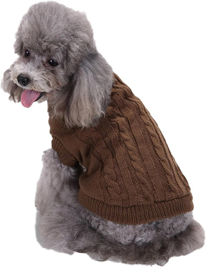 Small Dog Sweaters Knitted Pet Cat Warm Dog Sweatshirt Winter Clothes Kitten Puppy Sweater (Xx-Small, Green)