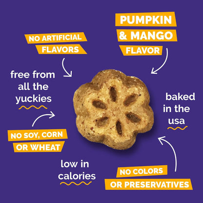 Skinny Minis Dog Treats, Healthy Pumpkin Treat for Dogs, Low Calorie & Delicious, Puppy Training, No Wheat, Corn or Soy, Made in the USA, Pumpkin and Mango Flavor, 5Oz