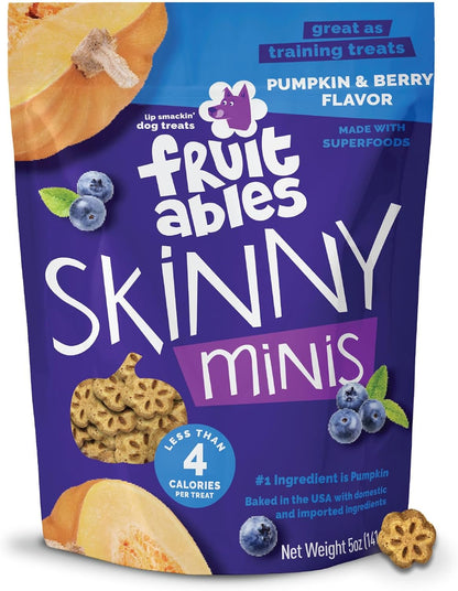 Skinny Minis Dog Treats, Healthy Pumpkin Treat for Dogs, Low Calorie & Delicious, Puppy Training, No Wheat, Corn or Soy, Made in the USA, Pumpkin and Mango Flavor, 5Oz