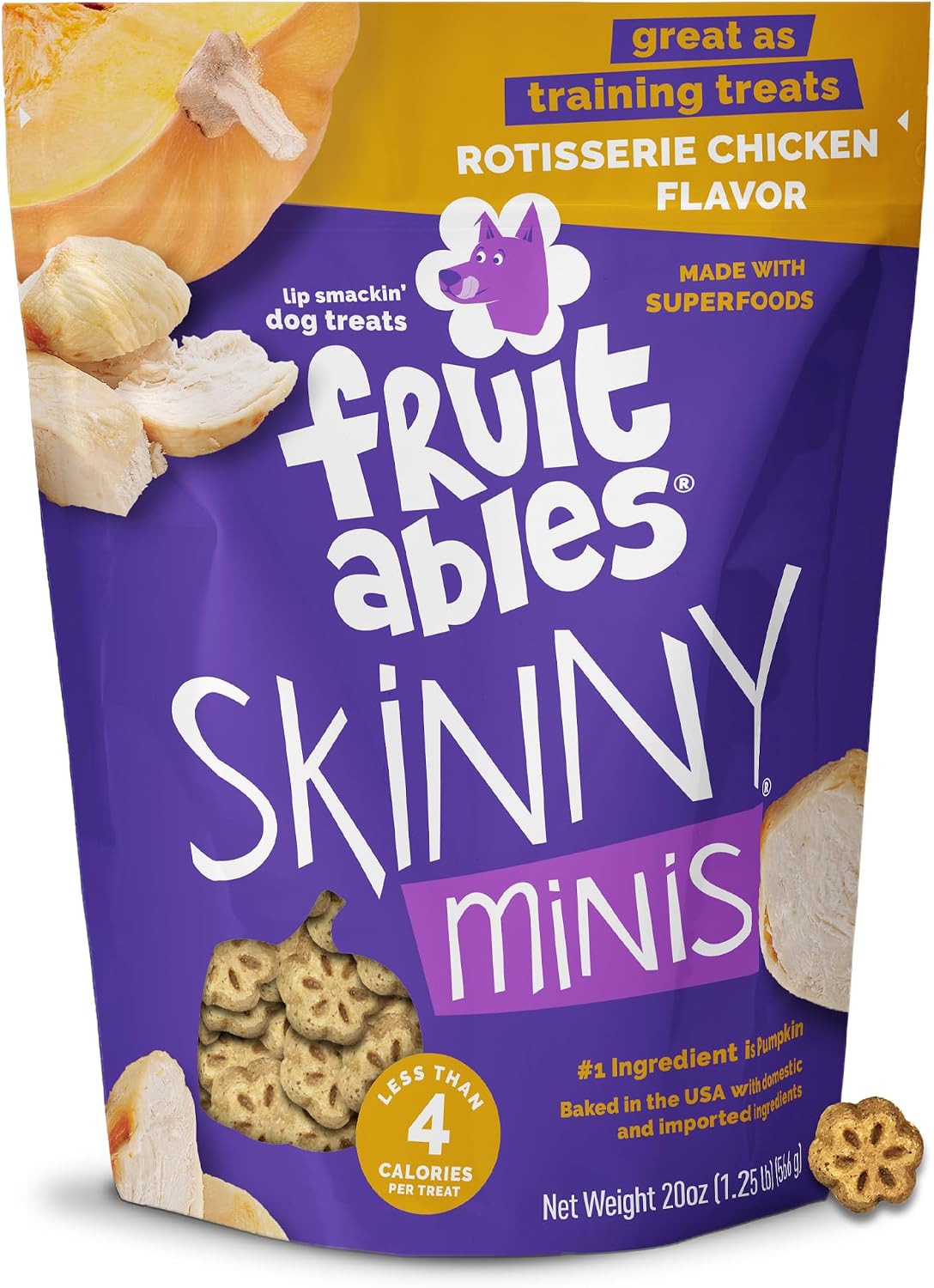 Skinny Minis Dog Treats, Healthy Pumpkin Treat for Dogs, Low Calorie & Delicious, Puppy Training, No Wheat, Corn or Soy, Made in the USA, Pumpkin and Mango Flavor, 5Oz