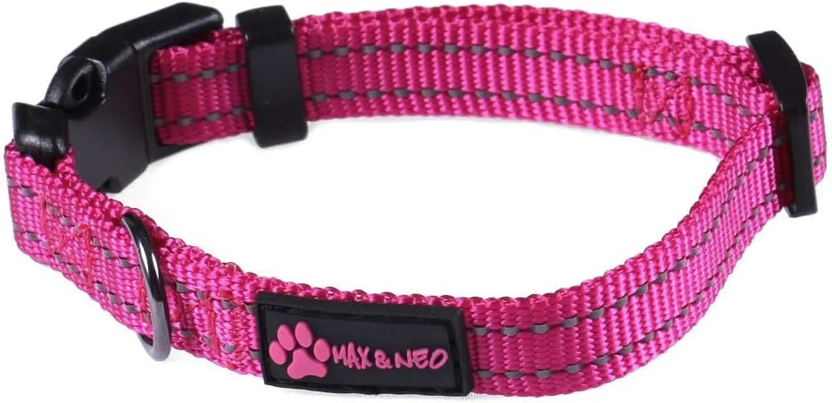 NEO Nylon Buckle Reflective Dog Collar - We Donate a Collar to a Dog Rescue for Every Collar Sold (Medium, Pink)