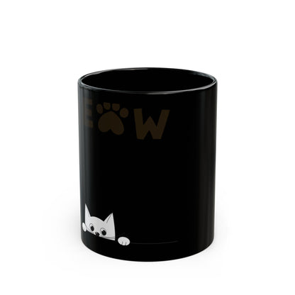 Peekaboo Cat Black Mug