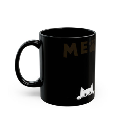 Peekaboo Cat Black Mug