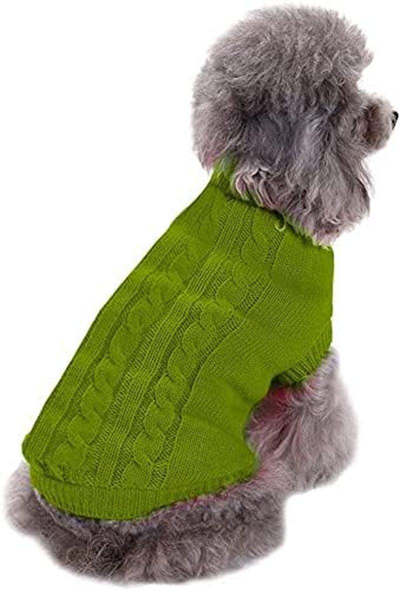 Small Dog Sweaters Knitted Pet Cat Warm Dog Sweatshirt Winter Clothes Kitten Puppy Sweater (Xx-Small, Green)