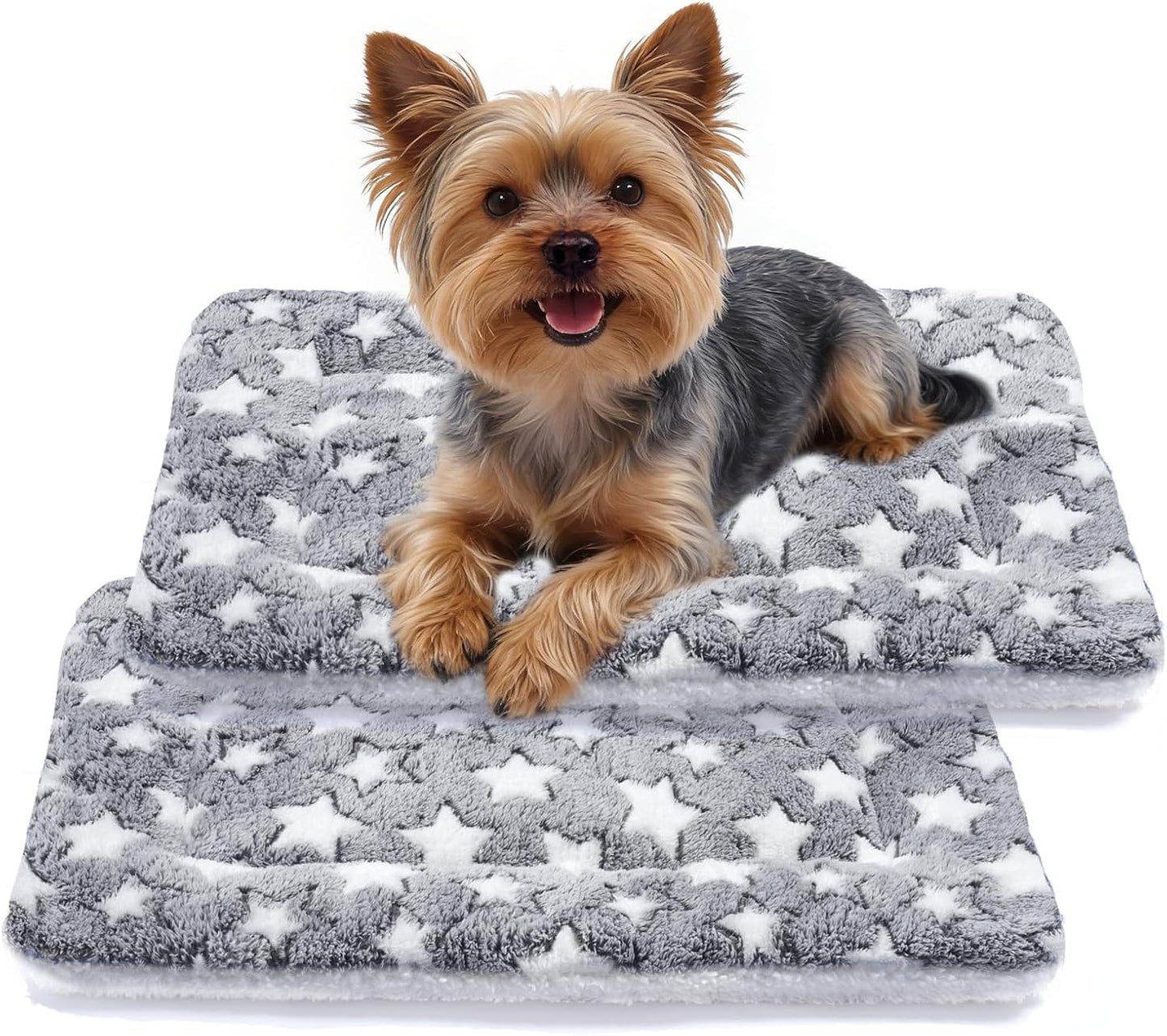 Dog Bed Crate Pad Ultra Soft Pet Bed with Cute Star Print Washable Crate Mat for Large Medium Small Dogs Reversible Fleece Dog Crate Kennel Mat Cat Bed Liner 23 X 18 Inch Dark Blue