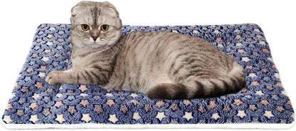 Dog Bed Crate Pad Ultra Soft Pet Bed with Cute Star Print Washable Crate Mat for Large Medium Small Dogs Reversible Fleece Dog Crate Kennel Mat Cat Bed Liner 23 X 18 Inch Dark Blue