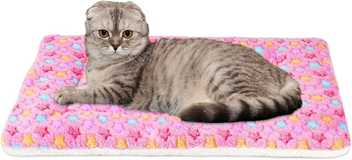 Dog Bed Crate Pad Ultra Soft Pet Bed with Cute Star Print Washable Crate Mat for Large Medium Small Dogs Reversible Fleece Dog Crate Kennel Mat Cat Bed Liner 23 X 18 Inch Dark Blue