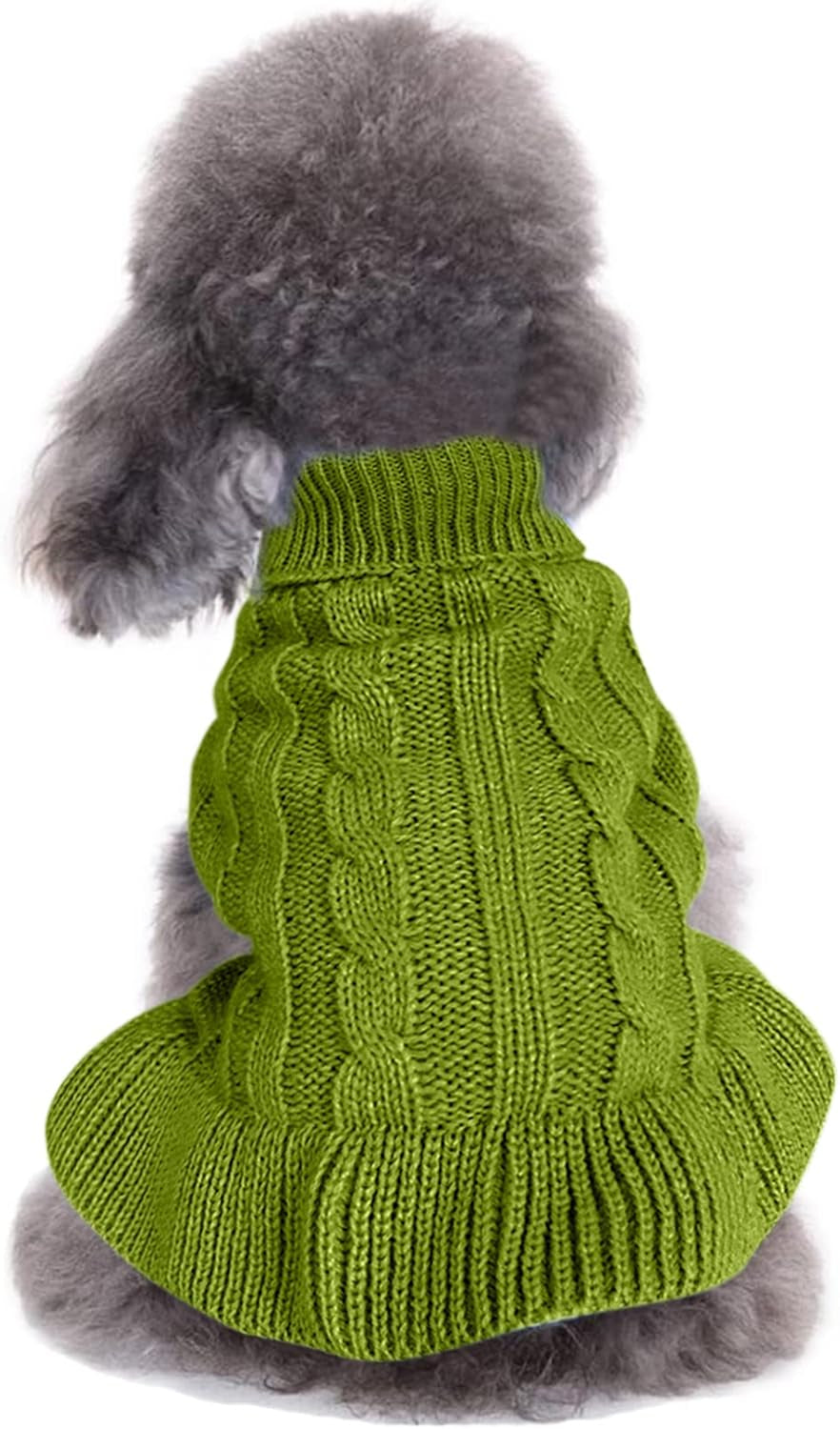Small Dog Sweaters Knitted Pet Cat Warm Dog Sweatshirt Winter Clothes Kitten Puppy Sweater (Xx-Small, Green)