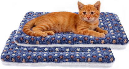 Dog Bed Crate Pad Ultra Soft Pet Bed with Cute Star Print Washable Crate Mat for Large Medium Small Dogs Reversible Fleece Dog Crate Kennel Mat Cat Bed Liner 23 X 18 Inch Dark Blue