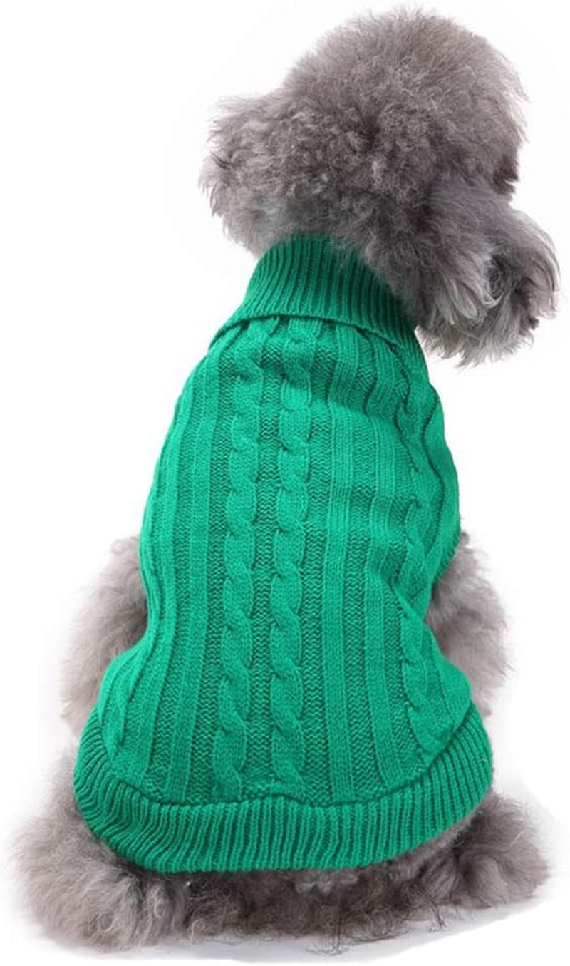 Small Dog Sweaters Knitted Pet Cat Warm Dog Sweatshirt Winter Clothes Kitten Puppy Sweater (Xx-Small, Green)