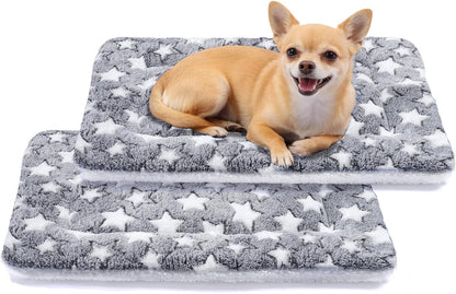 Dog Bed Crate Pad Ultra Soft Pet Bed with Cute Star Print Washable Crate Mat for Large Medium Small Dogs Reversible Fleece Dog Crate Kennel Mat Cat Bed Liner 23 X 18 Inch Dark Blue