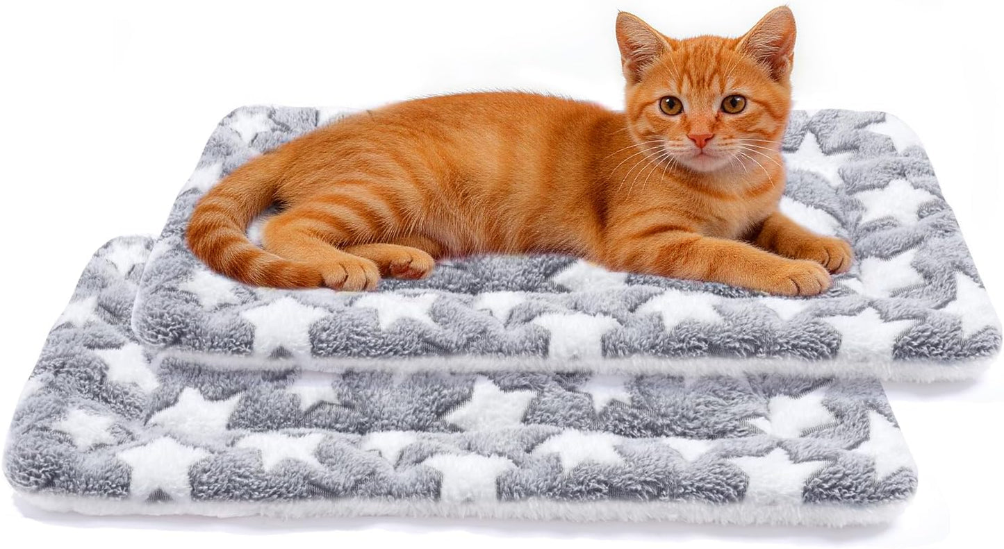 Dog Bed Crate Pad Ultra Soft Pet Bed with Cute Star Print Washable Crate Mat for Large Medium Small Dogs Reversible Fleece Dog Crate Kennel Mat Cat Bed Liner 23 X 18 Inch Dark Blue