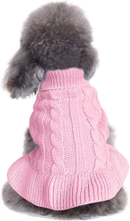 Small Dog Sweaters Knitted Pet Cat Warm Dog Sweatshirt Winter Clothes Kitten Puppy Sweater (Xx-Small, Green)