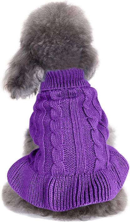 Small Dog Sweaters Knitted Pet Cat Warm Dog Sweatshirt Winter Clothes Kitten Puppy Sweater (Xx-Small, Green)