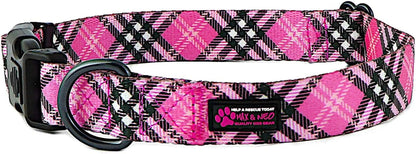 NEO Nylon Buckle Reflective Dog Collar - We Donate a Collar to a Dog Rescue for Every Collar Sold (Medium, Pink)